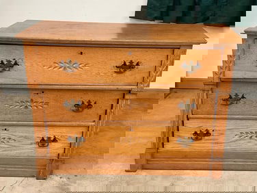 1800's Spoon Carved Oak Dresser