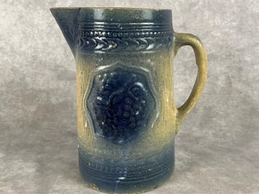 Blue Salt Glaze Stoneware Pitcher