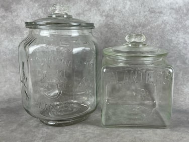 Vintage Planters Advertisement Glass Peanut Containers