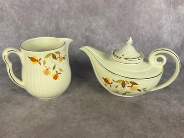 Hall Autumn Leaf Teapot & Pitcher