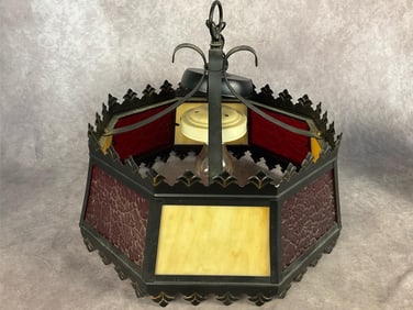 1960's Slag Glass Light Fixture