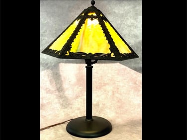 Early 20th C. Slag Glass Lamp