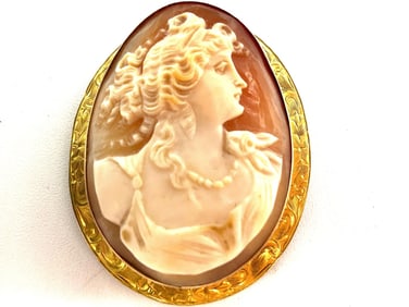 10k Victorian Shell & Gold Cameo