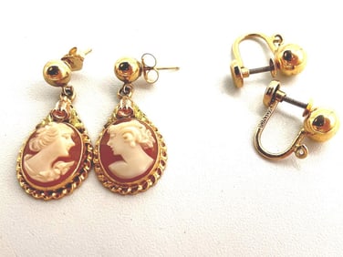 10k Gold & Shell Cameo Earrings *