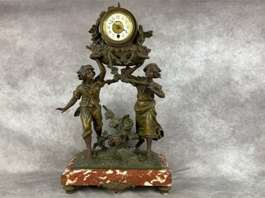 L.F. Moreau Figural Mantel Clock