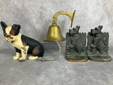 Cast Iron Dogs & Brass Bell