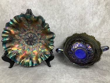 Fenton Blue Iridescent Bowls