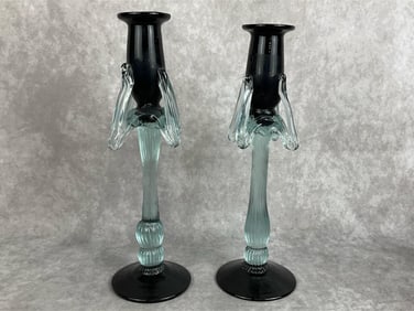 Russian Glass Candleholders