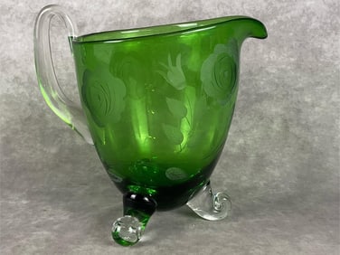 Hand Blown Footed Pitcher