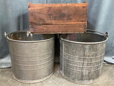 Galvanized Buckets & Shipping Crate