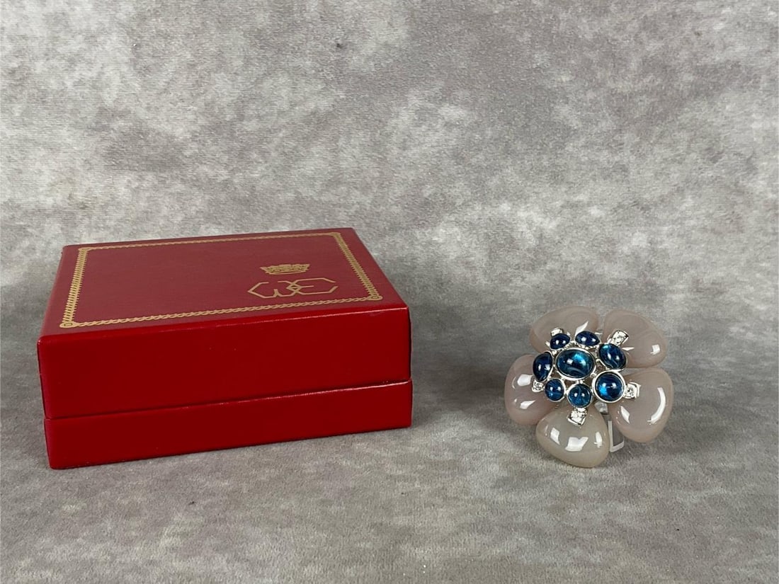 Kenneth Jay Lane Treasures of the Duchess Brooch: From the collection Treasures of the Duchess. Includes box and paperwork. Good condition. Box measures 5 inches wide x 4 inches tall.