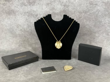 Joan Rivers Heart Brooch & Necklace