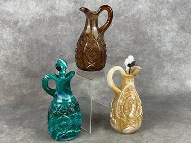 Vintage Slag Glass Cruets