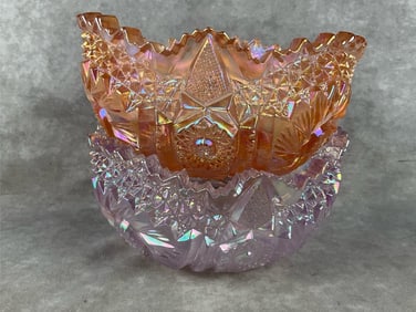 L.E. Smith Iridescent Sawtooth Bowls