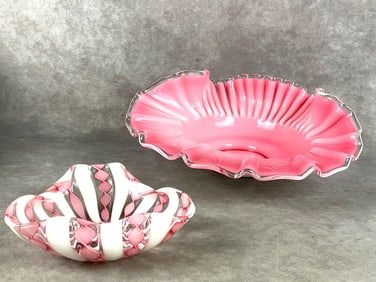 Pink & White Fenton Dishes