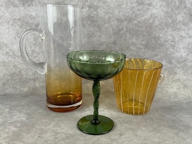 Amber & Green Art Glass