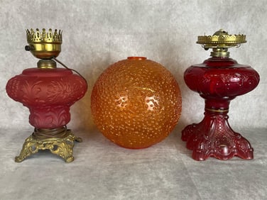 Swag Lamp Shade & Oil Lamps