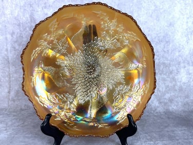 Fenton Stag & Holly Footed Bowl