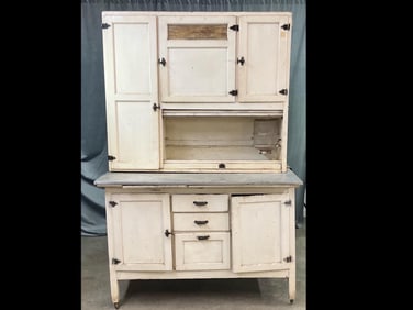 Slag Glass Hoosier Cabinet