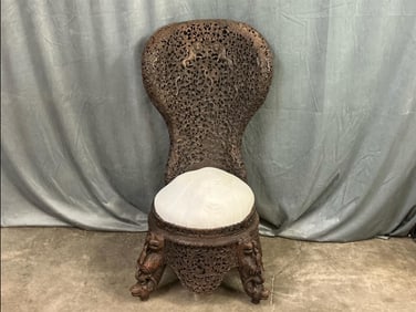 19th Century Burmese Anglo Carved High Back Chair