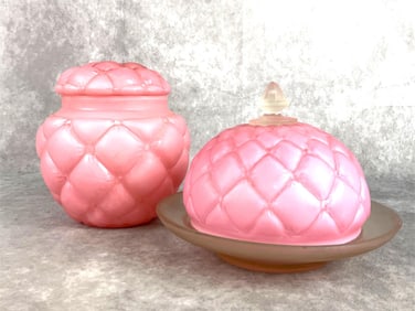 Pink Satin Quilt Glassware