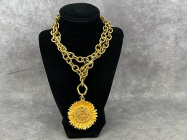 MISH Signed Sunflower Pendant Necklace