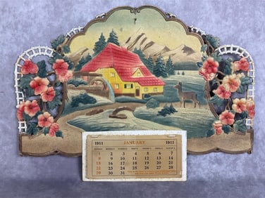 German Embossed Paper Calendar