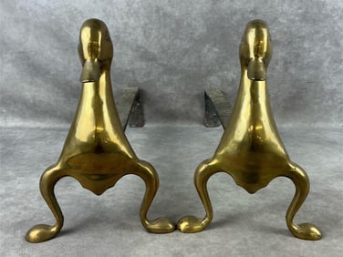 Brass & Iron Duck Andirons
