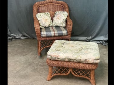 Henry Link Wicker Rocker & Foot Stool