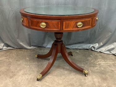 Leather Top Drum Table