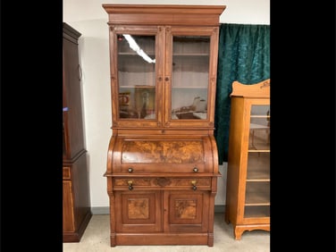 Walnut Cylinder Roll Top Secretary
