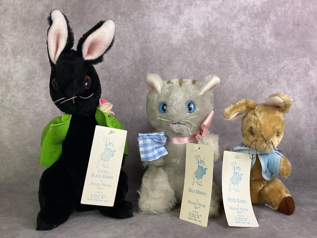Eden Little Black Rabbit, Miss Moppet & Peter Rabbit Stuffed Animals (1 of 19)