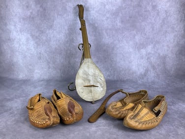 Serbian Leather Shoes & Gusle Instrument