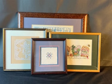 Framed Cross-stitch, Embossings & Scissor Cuts