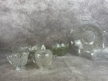 Jeanette Glass Iris & Herringbone Group