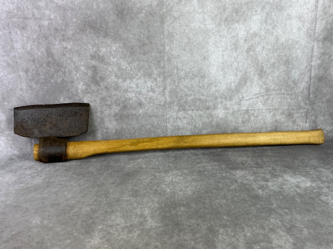 1800s Broad Axe: 1800s Broad Axe hand forged by a blacksmith. In good condition for age with chipping to ax tip. Axe measures 6.5 inches tall x 31 inches tall.