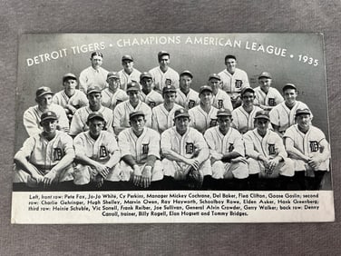 1935 Detroit Tigers Baseball Postcard