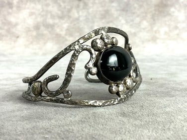 Black Onyx Sterling Bangle