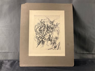 Vintage Heliogravure Temptation of St. Anthony Schongauer