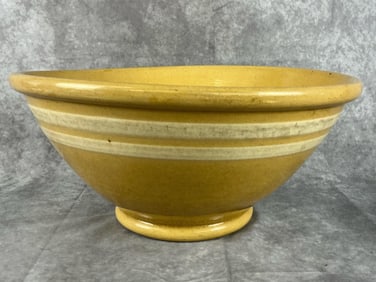 1930's Banded Yellow Ware Mixing Bowl