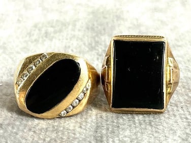 Mens 14k Gold & Onyx Rings