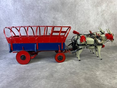 Wooden & Metal Horse Wagon