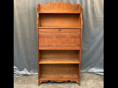 Oak Secretary & Bookshelf