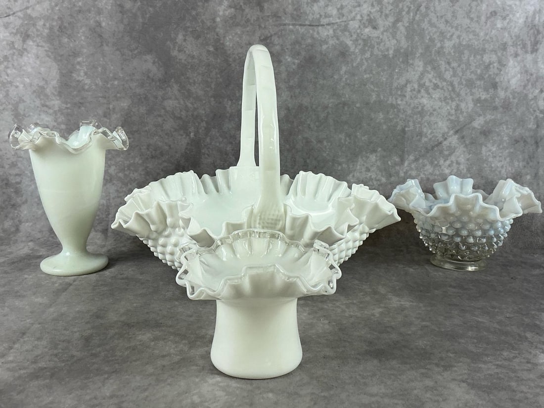 Fenton Ruffle & Hobnail Milk Glass (1 of 11)