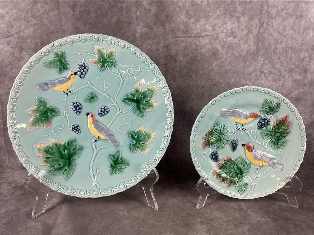 Birds & Grapes Majolica Plates (1 of 7)