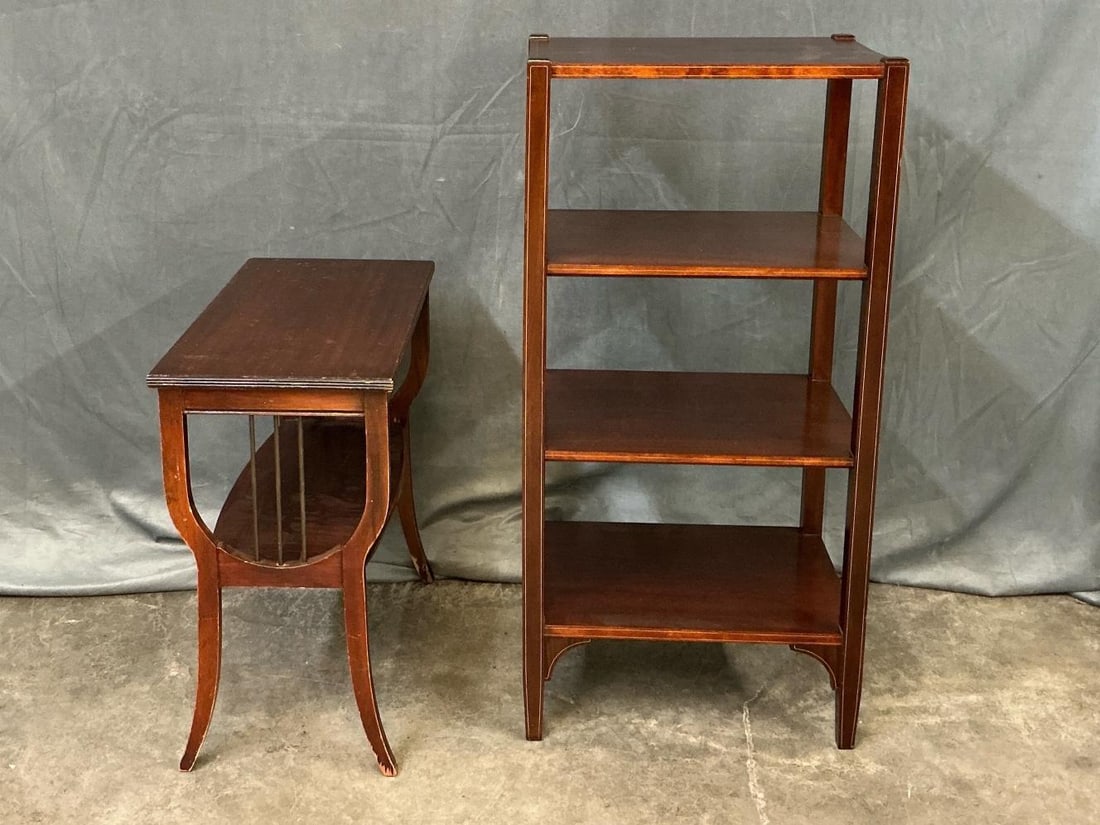 1920's Inlaid Shelf & Small Table (1 of 13)