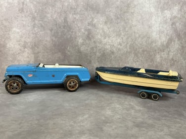 Tonka Jeepster with Boat & Trailer