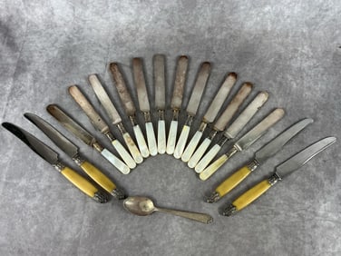 Mother of Pearl Knives & Sterling Spoon