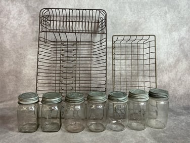 Vintage Wire Baskets & Pint Jars