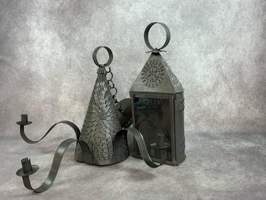 Punched Tin Chandelier & Lantern